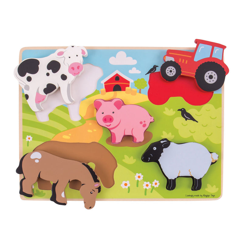 Load image into Gallery viewer, Bigjigs houten puzzel boerderij, 5dlg.
