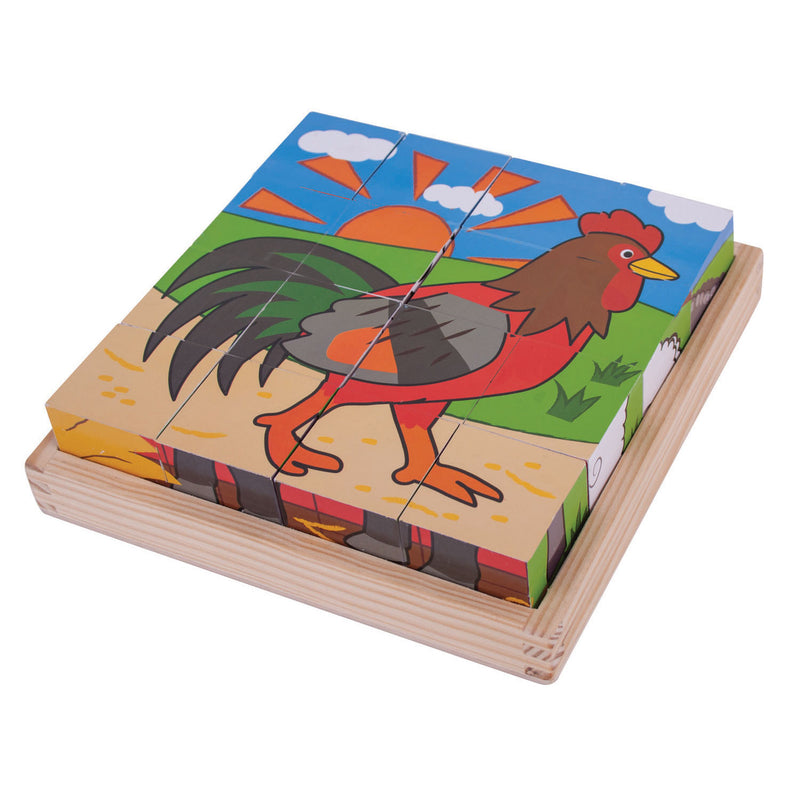 Load image into Gallery viewer, Bigjigs houten blokpuzzel boerderijdieren
