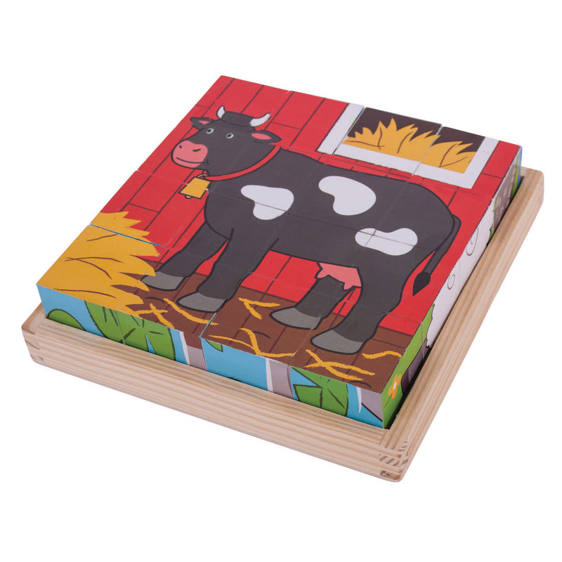 Load image into Gallery viewer, Bigjigs houten blokpuzzel boerderijdieren
