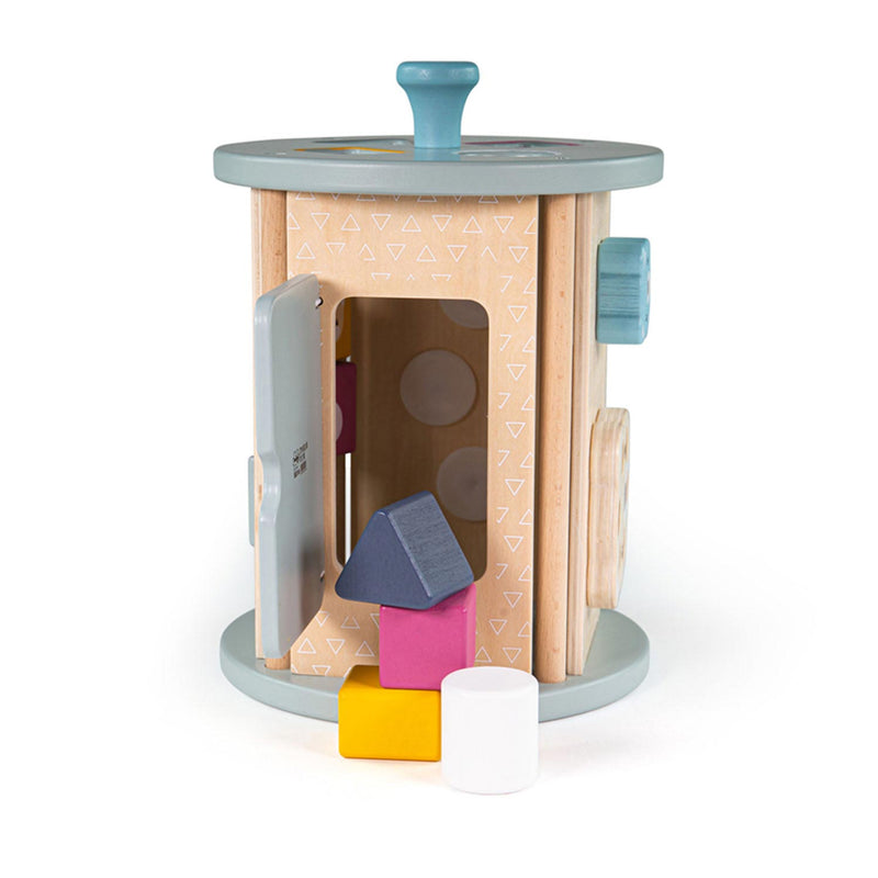 Load image into Gallery viewer, Bigjigs rollende activiteitenbox en vormenstoof van hout, 5dlg.
