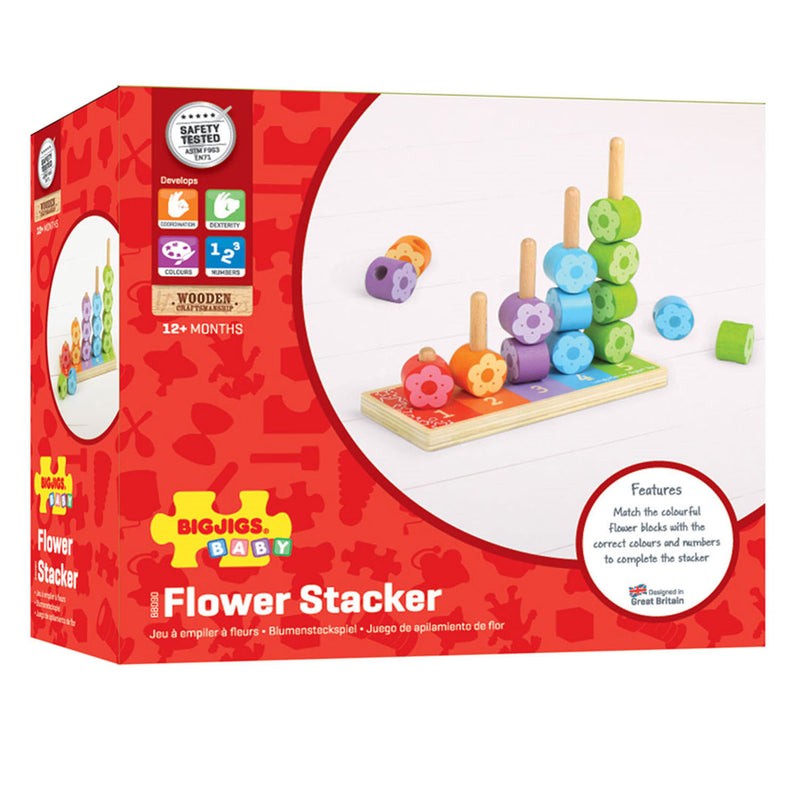 Load image into Gallery viewer, Bigjigs toys bigjigs houten stapelspel bloemen, 16dlg.
