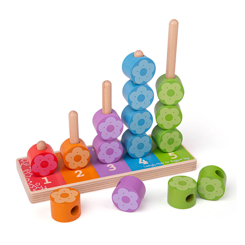 Load image into Gallery viewer, Bigjigs toys bigjigs houten stapelspel bloemen, 16dlg.
