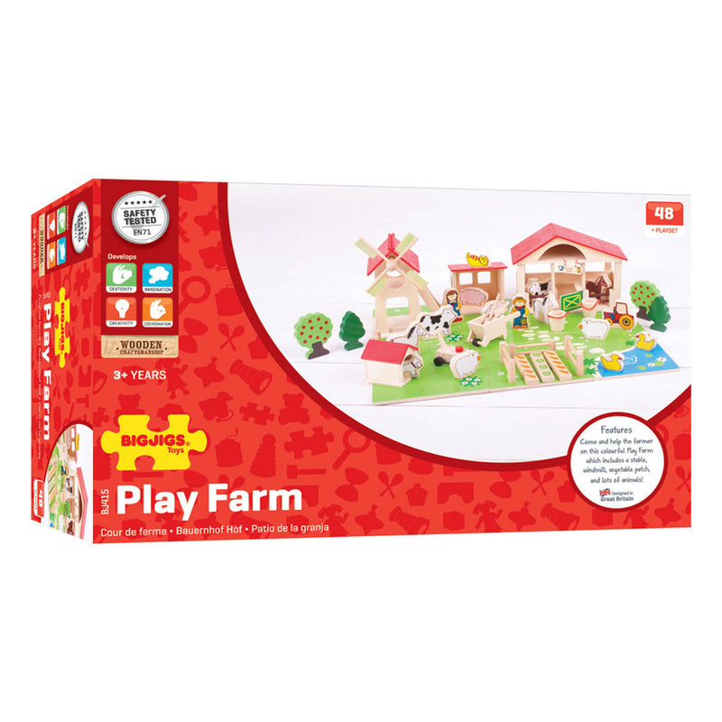 Load image into Gallery viewer, Bigjigs houten speel boerderij met accessoires, 48dlg.
