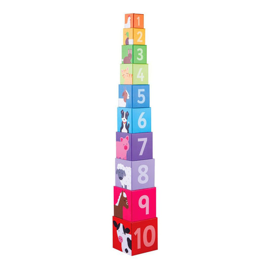 Bigjigs boerderij stapeltoren, 10dlg.