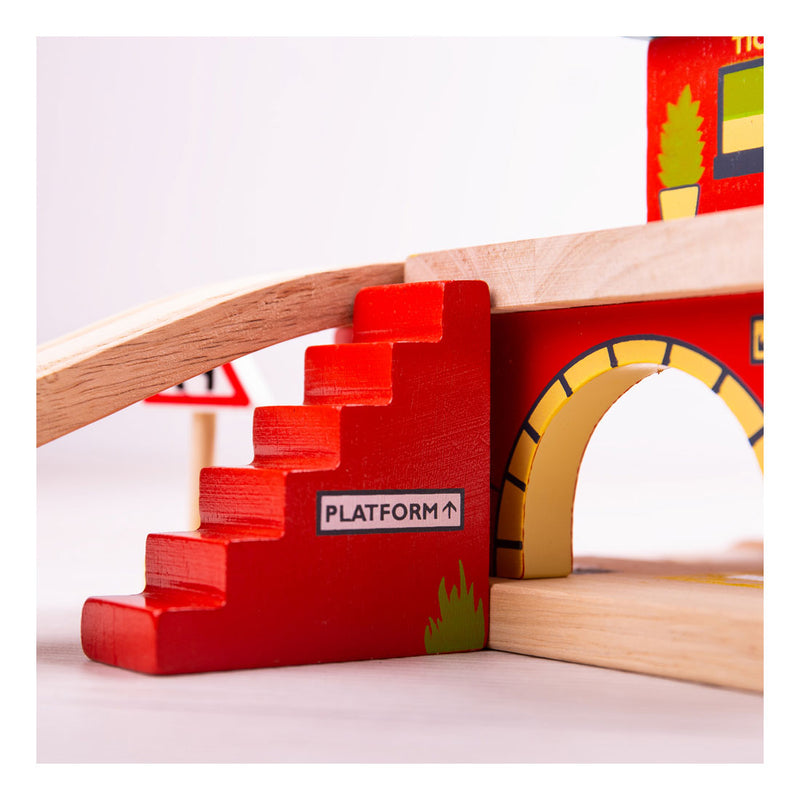 Load image into Gallery viewer, Bigjigs houten rails bovengronds treinstation, 5dlg.
