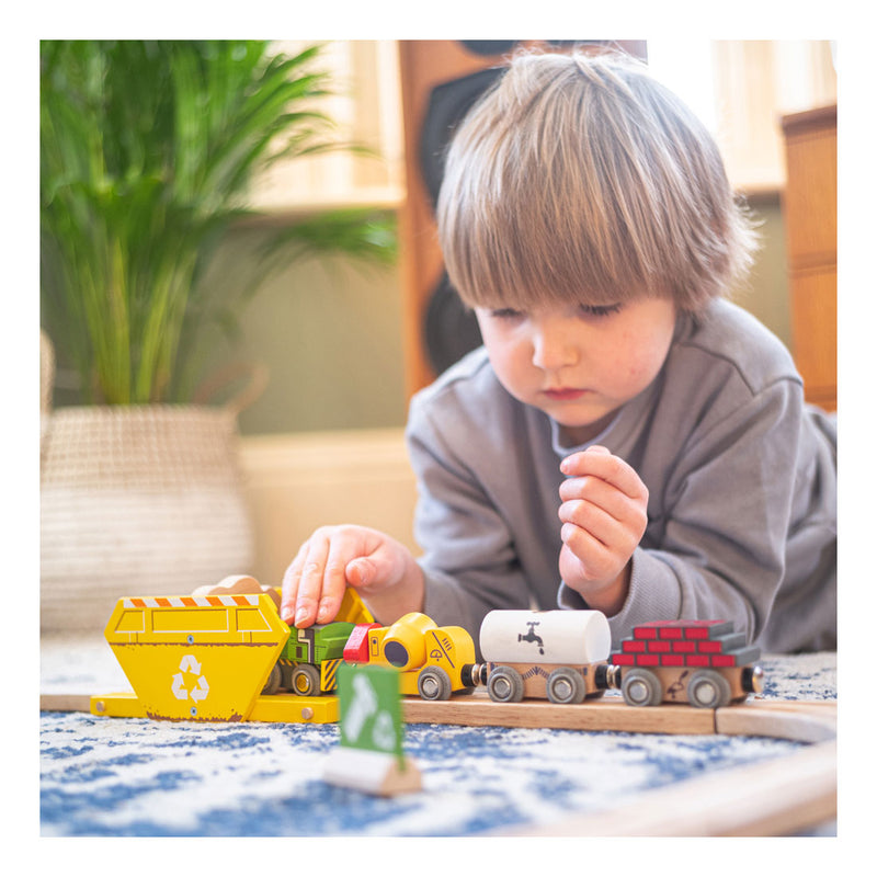Load image into Gallery viewer, Bigjigs houten trein constructie met lading
