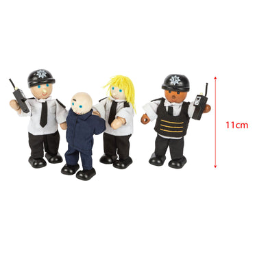 Tidlo politieagenten en dief hout 11 cm zwart 4 stuks