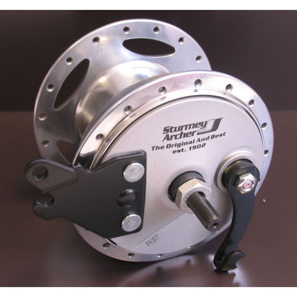 Load image into Gallery viewer, Versnellingsnaaf 3 speed Sturmey Archer XL-RD3 90 mm trommelremnaaf - 36 gaats - zilver
