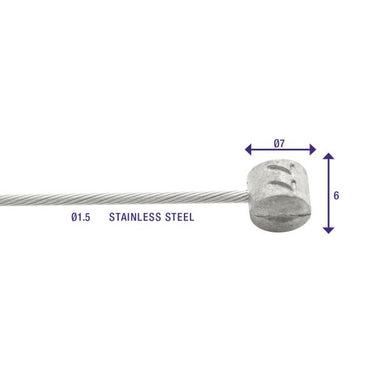 Rem binnenkabels Elvedes 2250mm RVS Slick Ø1,5mm T-nippel (100 stuks)