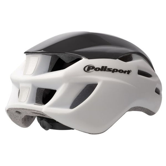 Polisport helm Aero Road mat wit glans zwart geel M 55-58cm