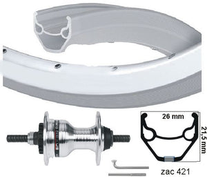 Kgs voorwiel 28 inch (622) zac 421 zilver rollerbrake