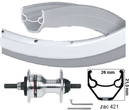 Kgs voorwiel 28 inch (622) zac 421 zilver rollerbrake