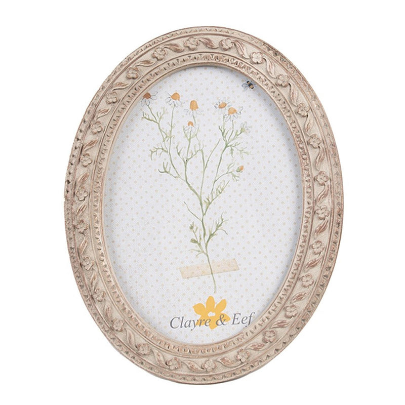 Afbeelding laden in galerijviewer, Clayre eef fotolijst ovaal beige goud 14x2x19cm 10x15cm
