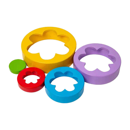 Bigjigs houten bloementoren, 5dlg.