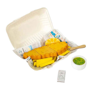 Bigjigs houten vis en friet speelset, 26dlg.
