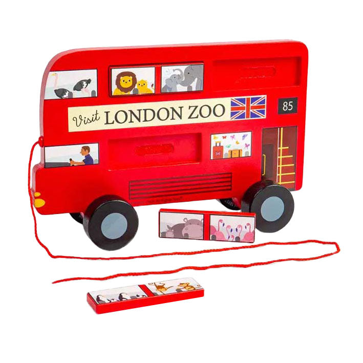Load image into Gallery viewer, Bigjigs houten londen bus trekfiguur
