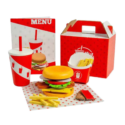 Bigjigs houten burger- en frietset, 48dlg.