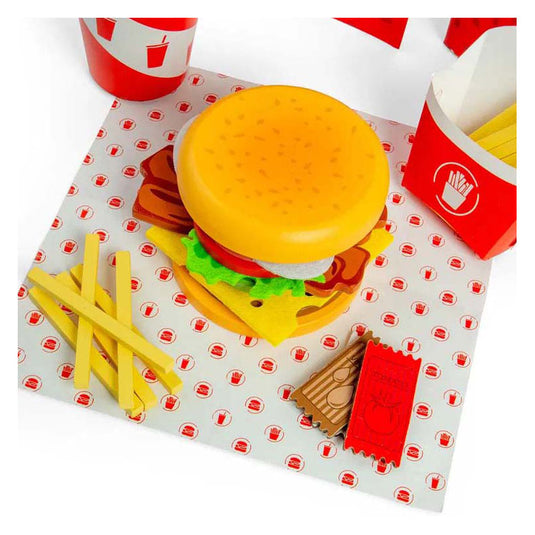Bigjigs houten burger- en frietset, 48dlg.