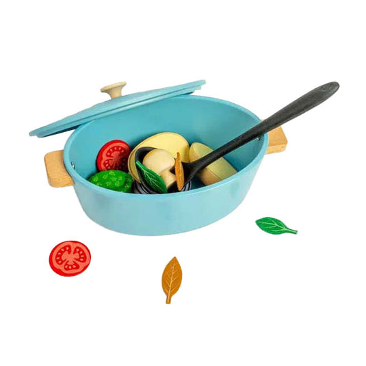 Bigjigs houten stoofpannen speelset, 17dlg.