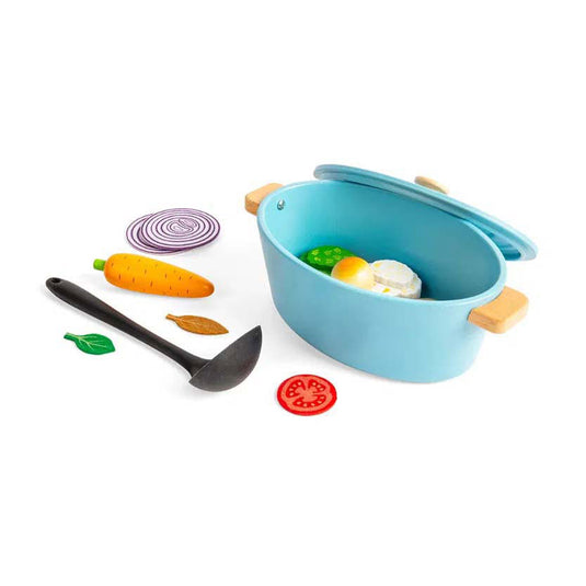 Bigjigs houten stoofpannen speelset, 17dlg.