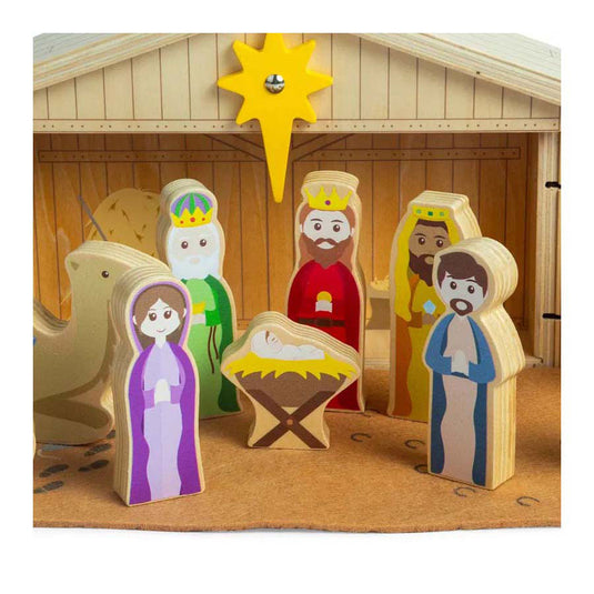 Bigjigs houten kerststal set, 13dlg.