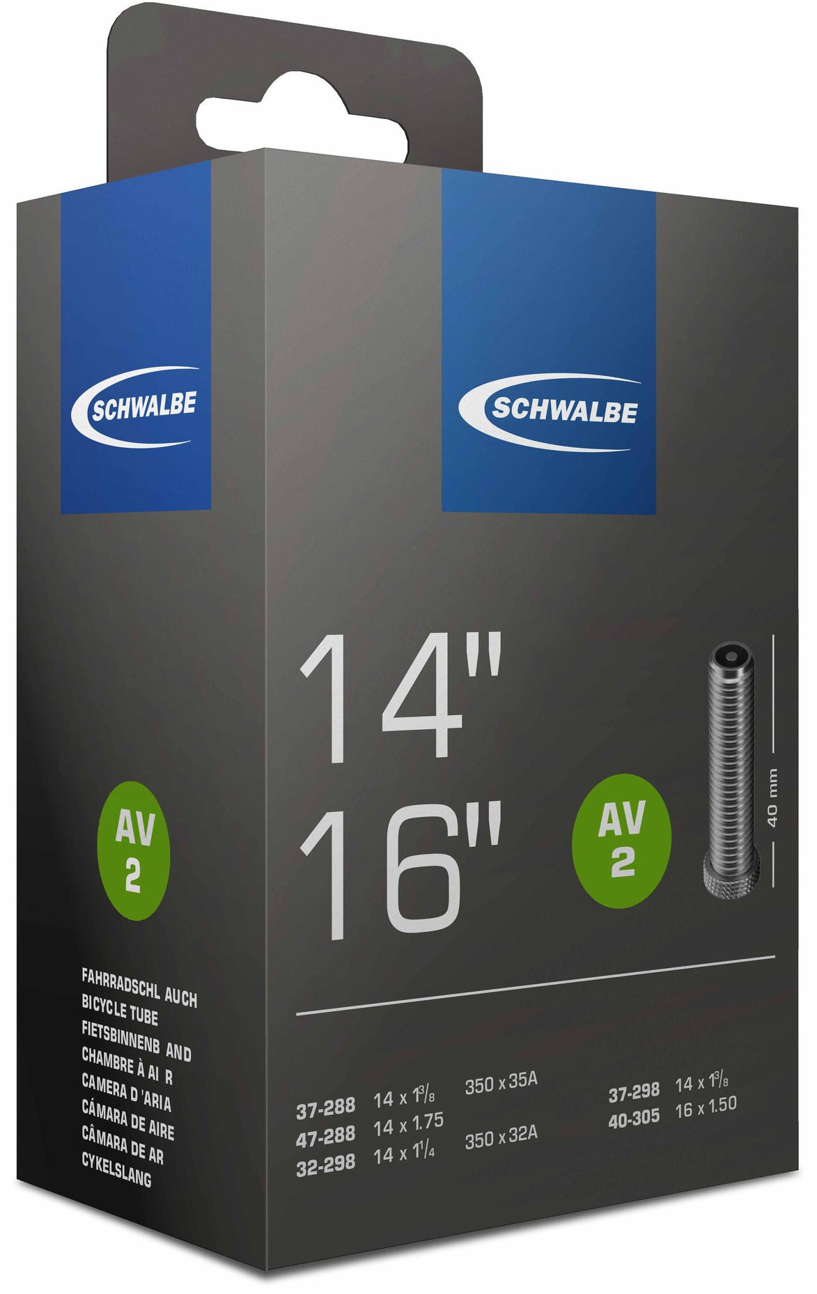 Schwalbe inner tube av2 14/16 inch 32/47-288/305 av 40 mm