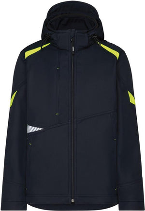 Dassy softshell kalama polyester nachtblauw fluogeel s