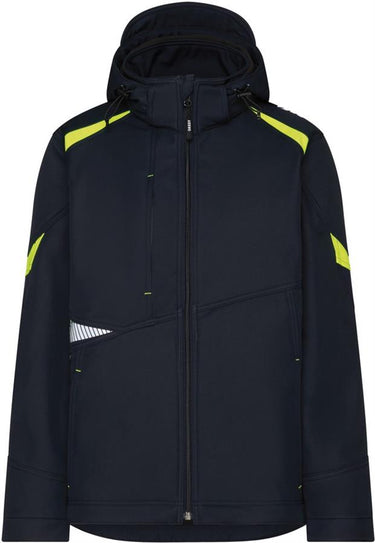 Dassy softshell kalama polyester nachtblauw fluogeel s