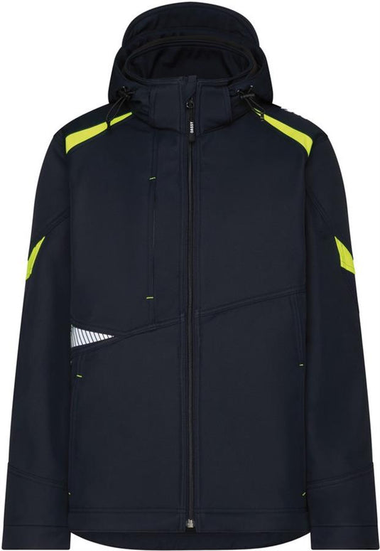 Dassy softshell kalama polyester nachtblauw fluogeel m
