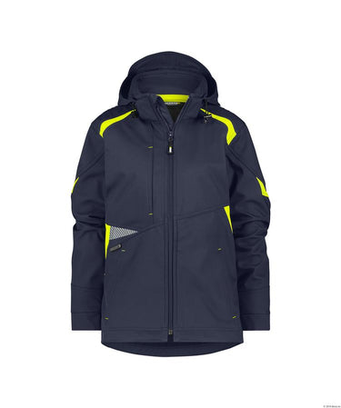 Dassy softshell kalama women polyester nachtblauw fluogeel l