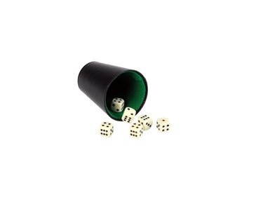 Longfield dobbelbeker 9 cm zwart kunstleer (excl. dobbelstenen)