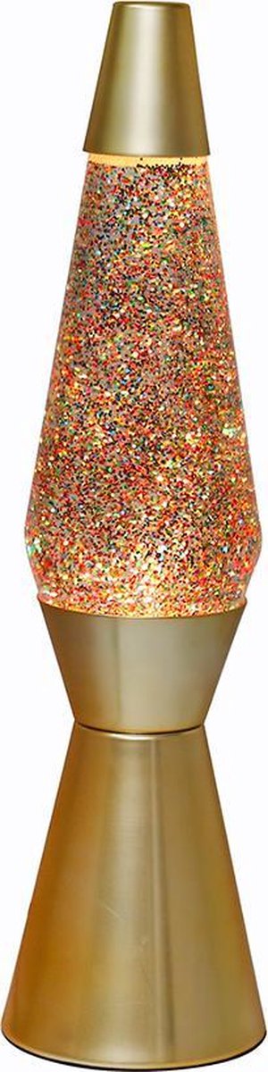 I-total lavalamp - lava lamp - sfeerlamp - 40x11 cm - glas aluminium - 30w - glitter - goud - xl1770