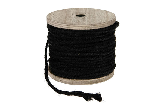 Dijk natural collections jute touw 130gr op houten spoel zwart