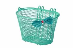 basil jasmin bow-tie - children's bicycle basket - front - mint