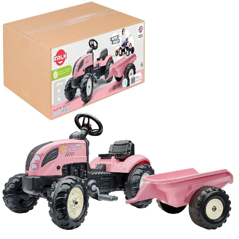 Load image into Gallery viewer, Falk tractor country farmer set pink 2+
