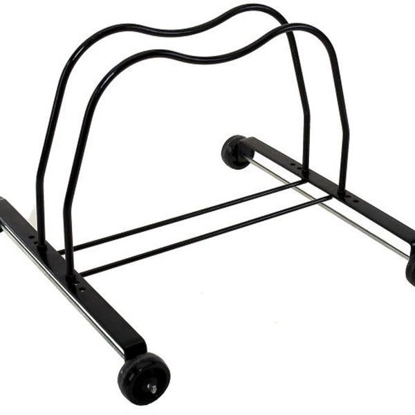 Steel shop stand with wheels - black