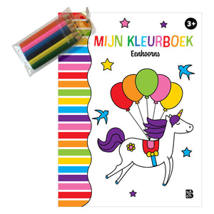 Wins holland mijn kleurboek met 6 kleurpotloodjes eenhoorn