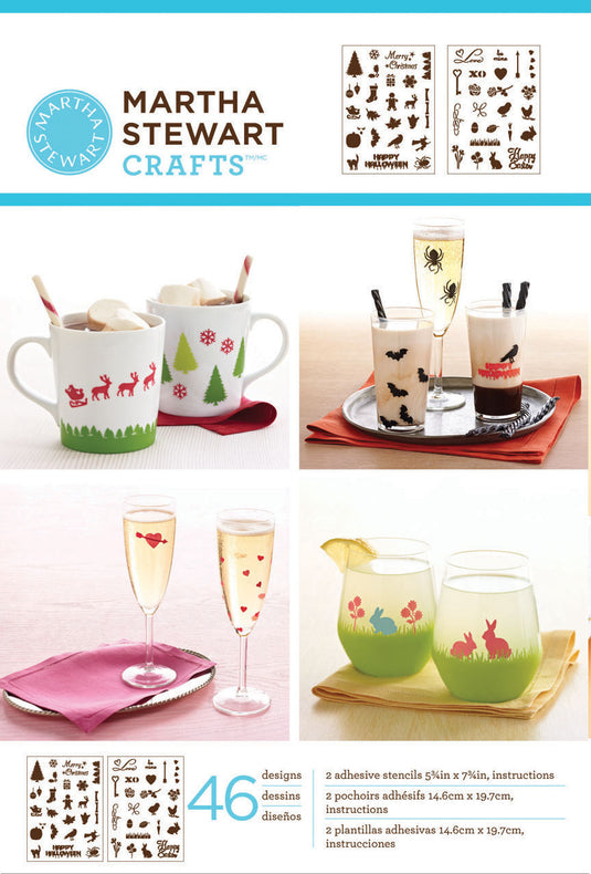 Martha stewart • zelfklevende stencil set vakantie pictogram