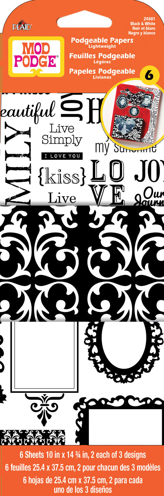 Mod podge • paper black white damask