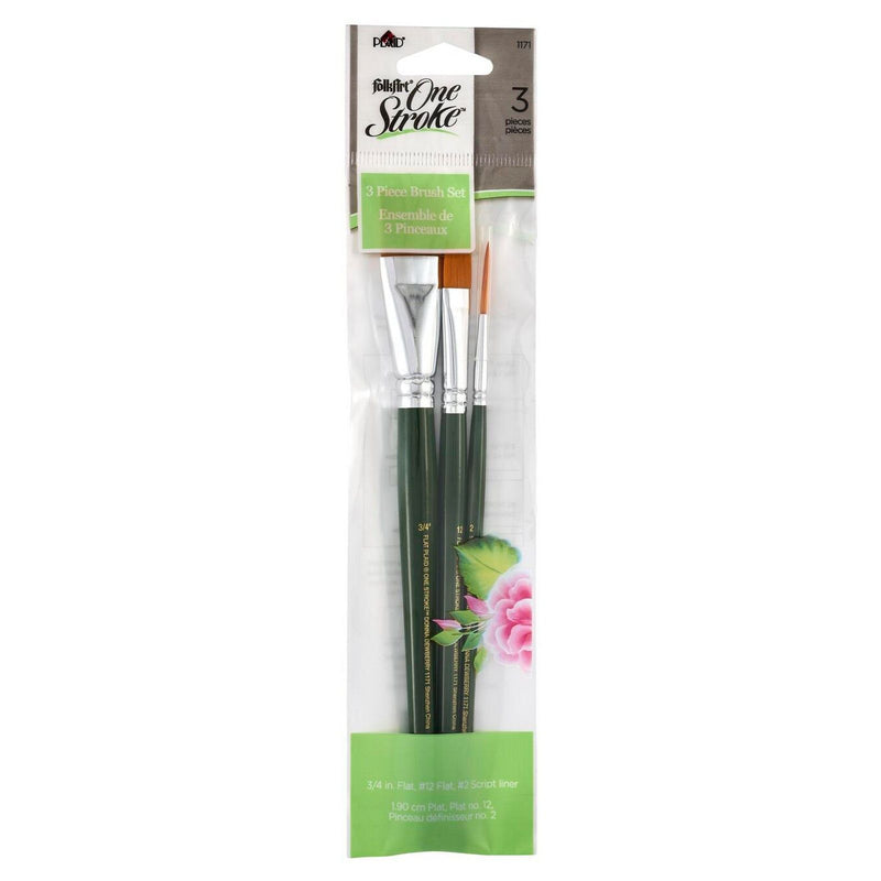 Load image into Gallery viewer, Folkart • one stroke brush sets basic set-glaze flat script
