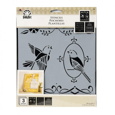 Folkart • stencil vogelkooi x3
