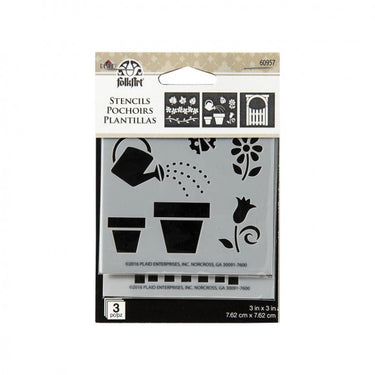 Folkart • stencil bloempot x3