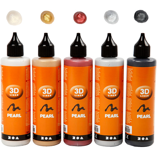 Creativ company 3d liner, metallic kleuren, 5x100 ml 1 doos