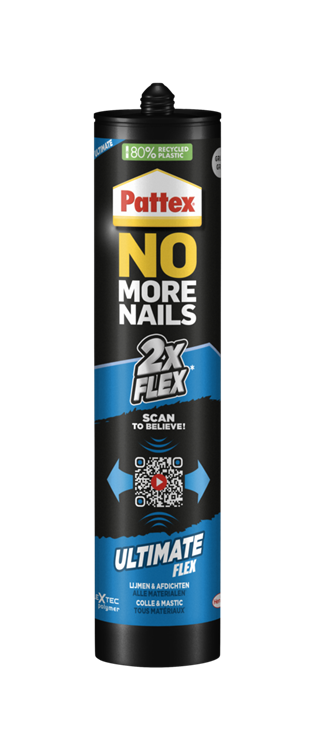Pattex 1070178 - no more nails ultimate flex grijs 390g | 6 stuks