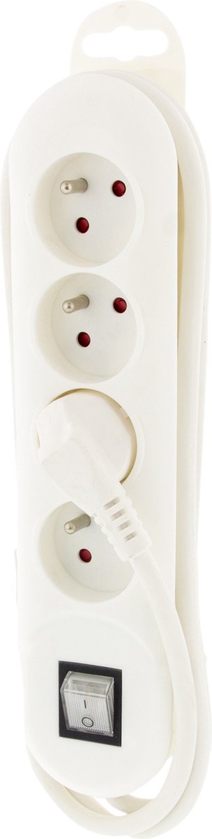 Exin stekkerdoos – 4–voudig – penaarde – met schakelaar – 3 x 1.5 mm – 1.5 m – wit