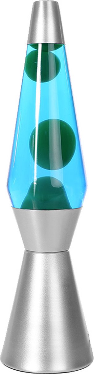 I-total lavalamp - lava lamp - sfeerlamp - 40x11 cm - glas aluminium - 30w - blauw met groene lava - zilvergrijs - xl1787