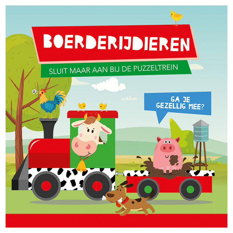Load image into Gallery viewer, Lantaarn publishers boek en puzzeltrein boerderijdieren
