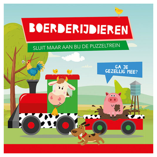Lantaarn publishers boek en puzzeltrein boerderijdieren