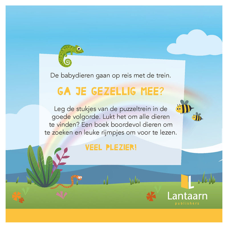 Load image into Gallery viewer, Lantaarn publishers boek en puzzeltrein babydieren
