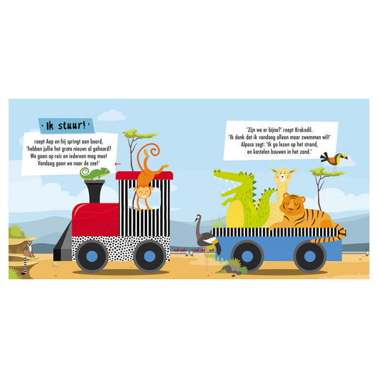 Lantaarn publishers boek en puzzeltrein wilde dieren